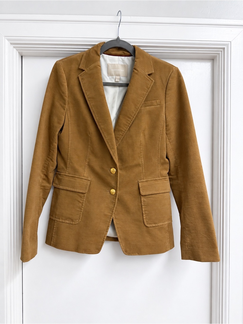 Banana Republic Women's Tailored Brown Corduroy Blazer, Elbow Patches, Size 6